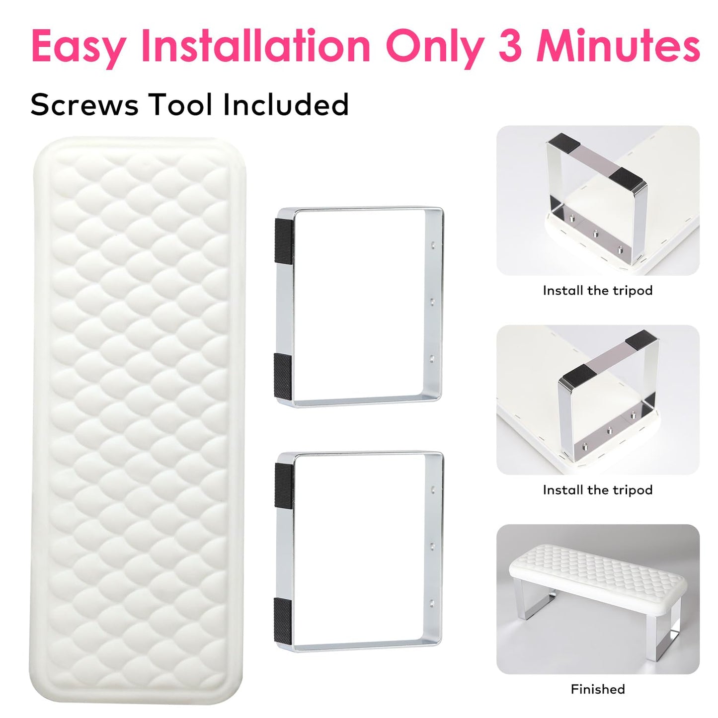 Arm Rest for Nails Tech, BORNBYME Update PU Leather Fish Pattern Hand Nail Foot Stand Rest for Manicure & Pedicure,White