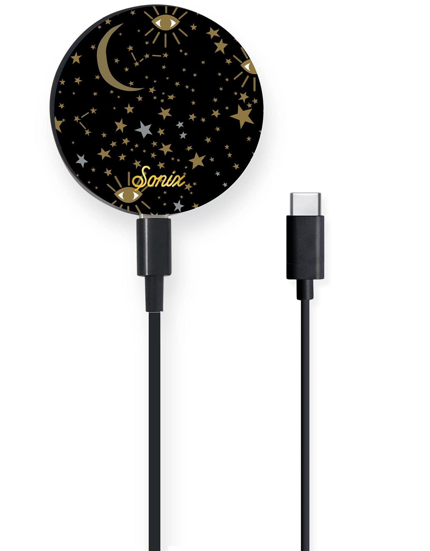 Sonix Charger Compatible with MagSafe for iPhone 15, 14, 13, 12 Series | Fast Wireless Charger x 6.5ft Cable (USB-C) | Cosmic Stars, Black