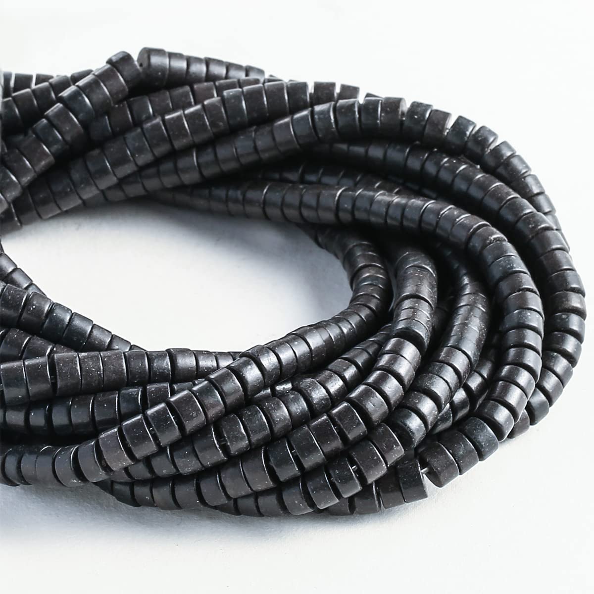 Natural Black Agate Stone Spacer Beads 6x3mm 38cm/str Flat Round Loose Semi Gemstone Caps for Making Bracelets Necklace