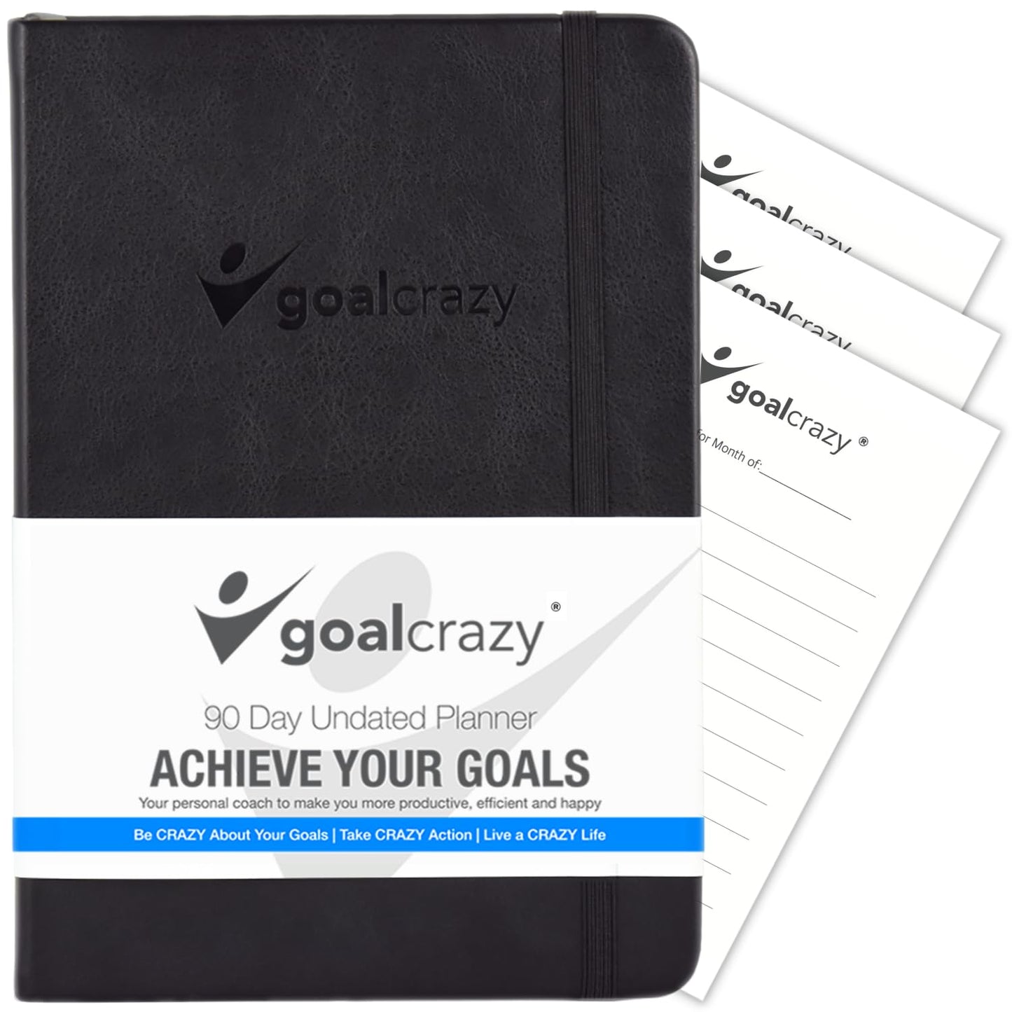 Undated Planner – 90 Day Guided Journal & Productivity Organizer, A5 Daily & Weekly Planner 2025 2026 with Goal Setting, Habit Tracker, To Do List, Academic & Work Calendar, Leather Hardcover - Black