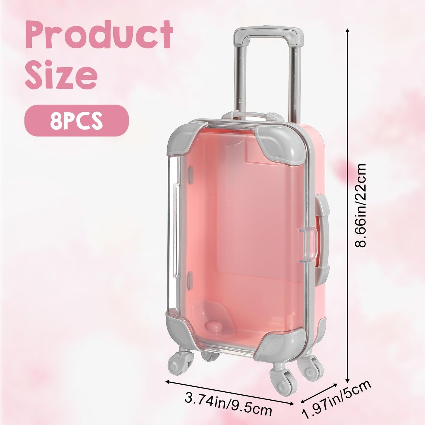 Douaowoc 8 Pack Mini Suitcase Candy Box, Tiny Plastic Luggage, Mini Empty Suitcase Party Favor Box for Travel, Wedding, Family Vacation, Jewelry, Party, Pink