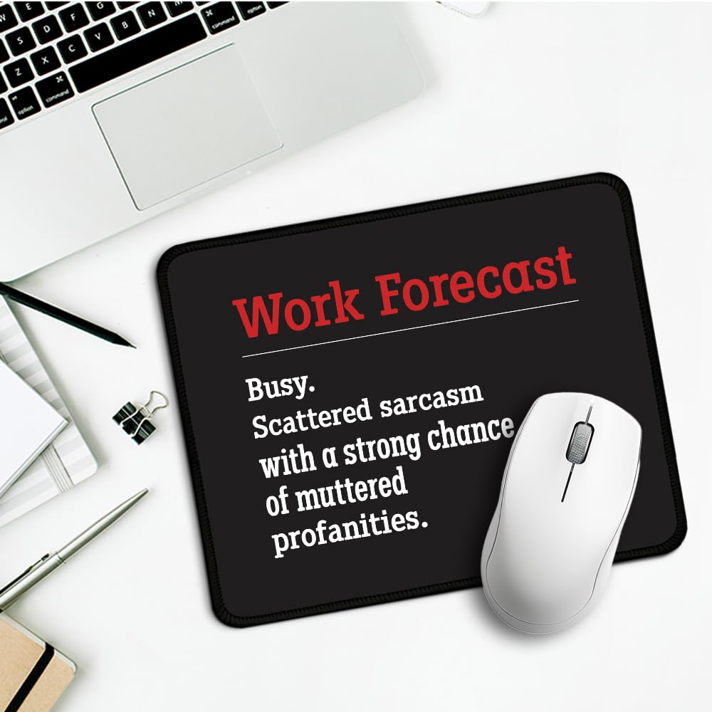 Juoqg Work Forecast Rectangular Mouse Pad, Funny Employee Mousepad, Funny Sarcastic Mouse Pad Gift for Teacher Colleague Coworker,Office Humour Gift for Employee Manager Boss Colleague