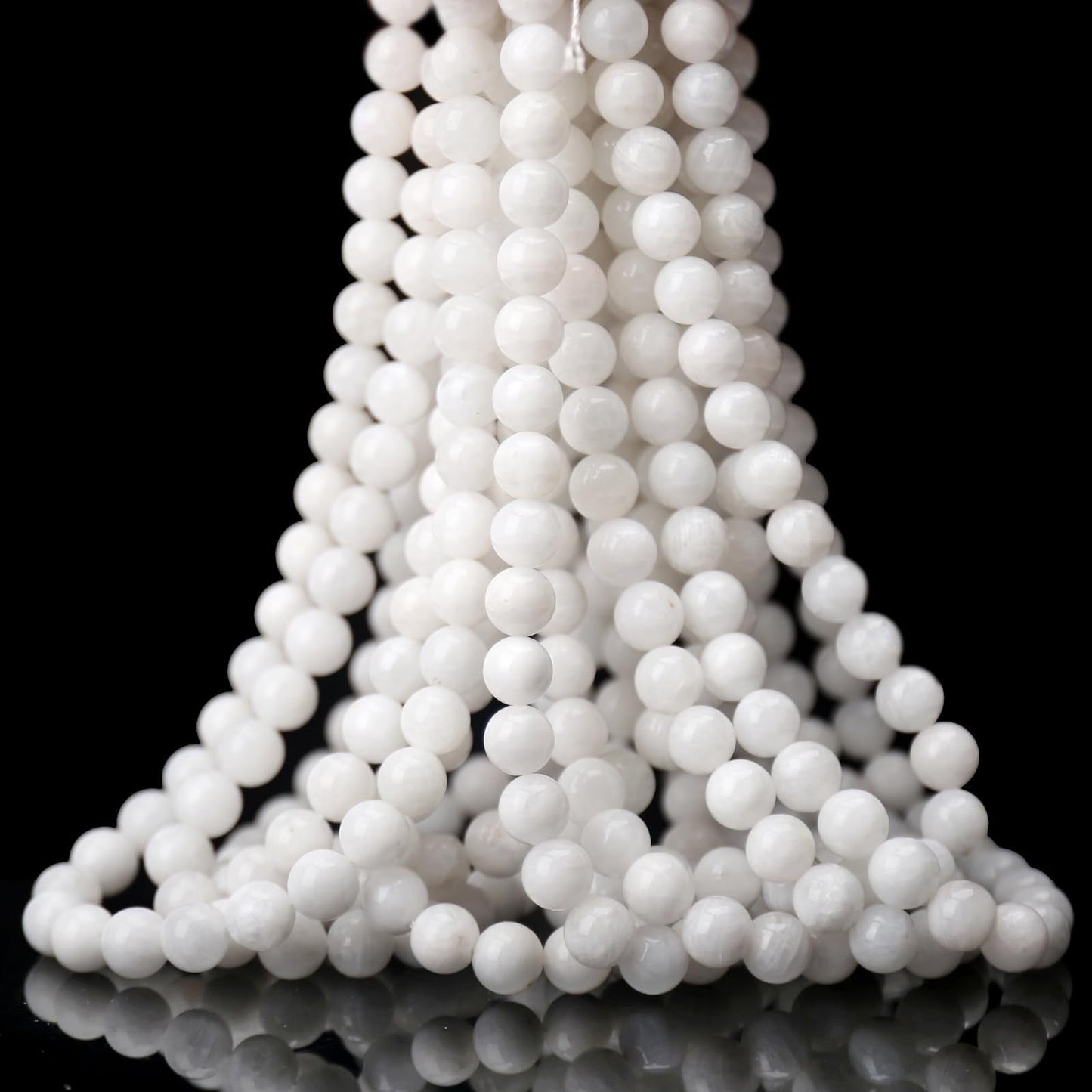 70PCS Natural 8MM Healing Gemstone, Moonstone Energy Stone Round Loose Beads, Semi-Precious Crystal Beads with Free Elastic String for Jewelry Making DIY