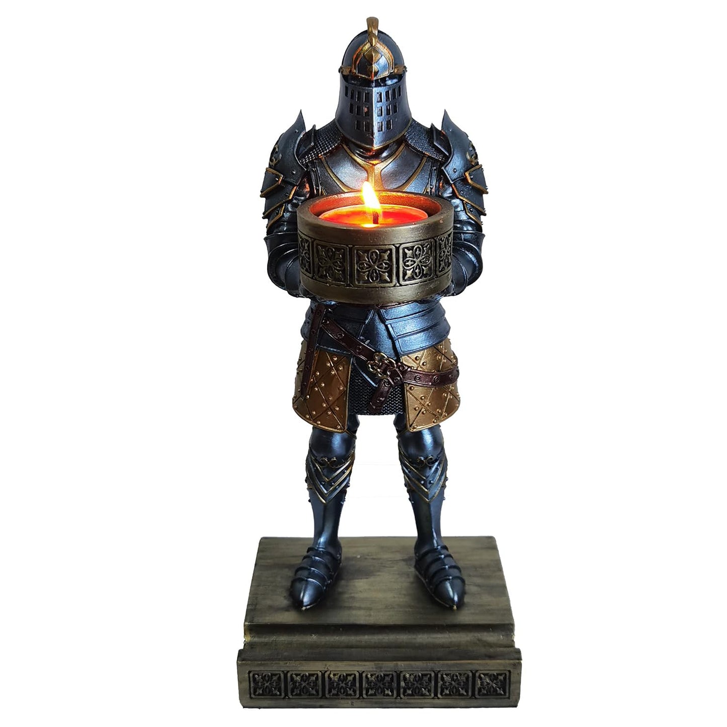 HDMbigmi King's Guard Standup Knight Candlestick Holders Resin TeaLight Holder Warrior Mobile Phone Stand Pen Holder Candle Holder for Restaurant, Altar, Home Table(Blue)