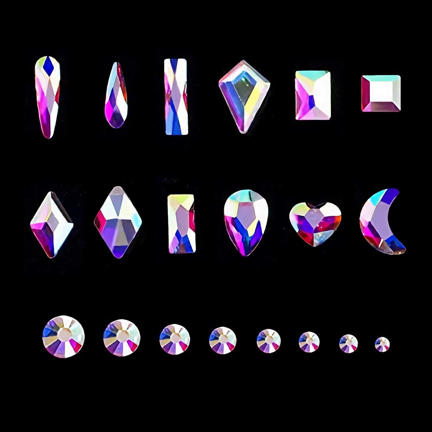Yzzseven 12 Types of 600 Crystal AB Diamonds + 2500 Flat Rhinestones Mix 20 Styles Flatback DIY Crafts Rhinestone Crystals 3D Ornament‌s Flat Back Stones Set + Tweezers + Drill Pen