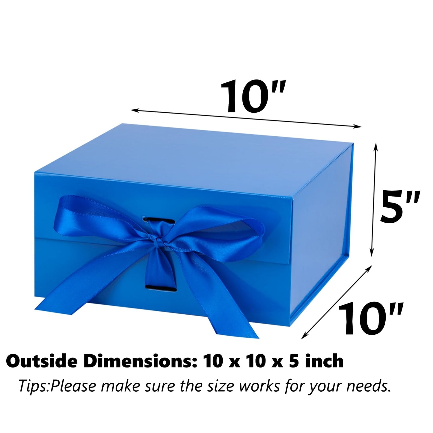 OEMVALATY Blue Gift Box,10x10x5 Inches Gift Boxes with Lids for Presents with Magnetic Closure and Ribbon for Wedding,Storage,Birthday