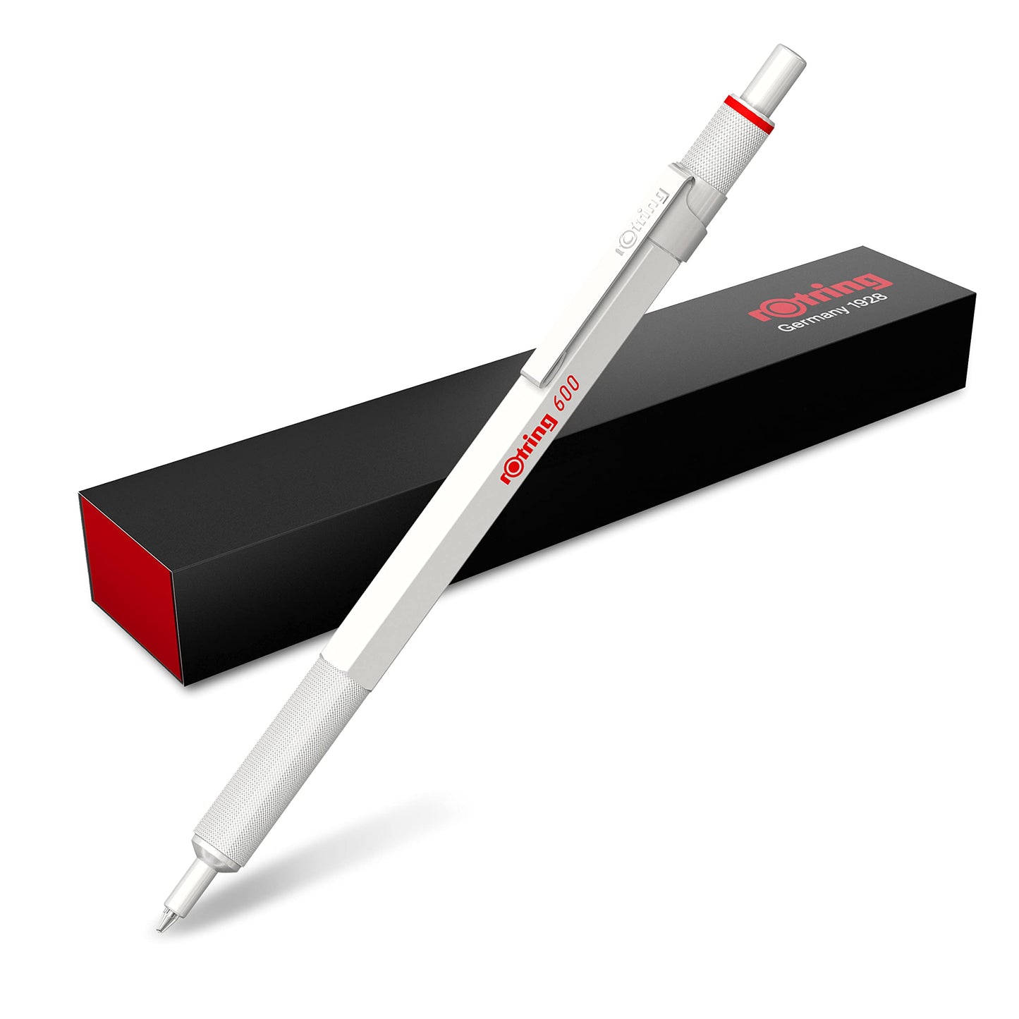 Rotring 600 Metallic Metal Ballpoint Pen, Medium Point, Black Ink, Pearl White Barrel, Refillable, 1 Count - Smooth Writing, Style, Comfort, Non-Slip Grip