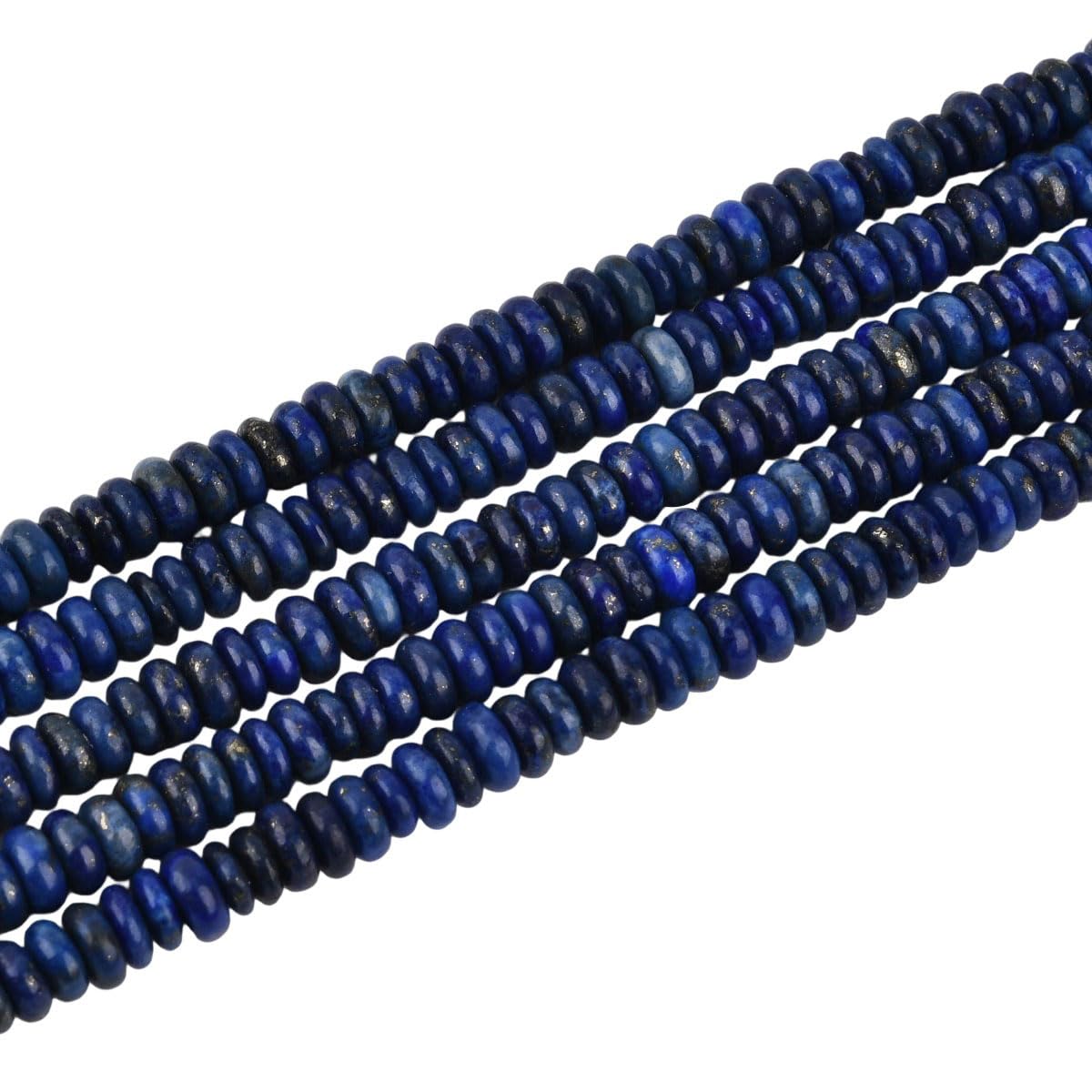 200pcs 4x2mm Lapis Lazuli Natural Stone Disk Rondelle Spacer Semi Precious Gemstone Loose Beads for Jewelry Making 15 Inch