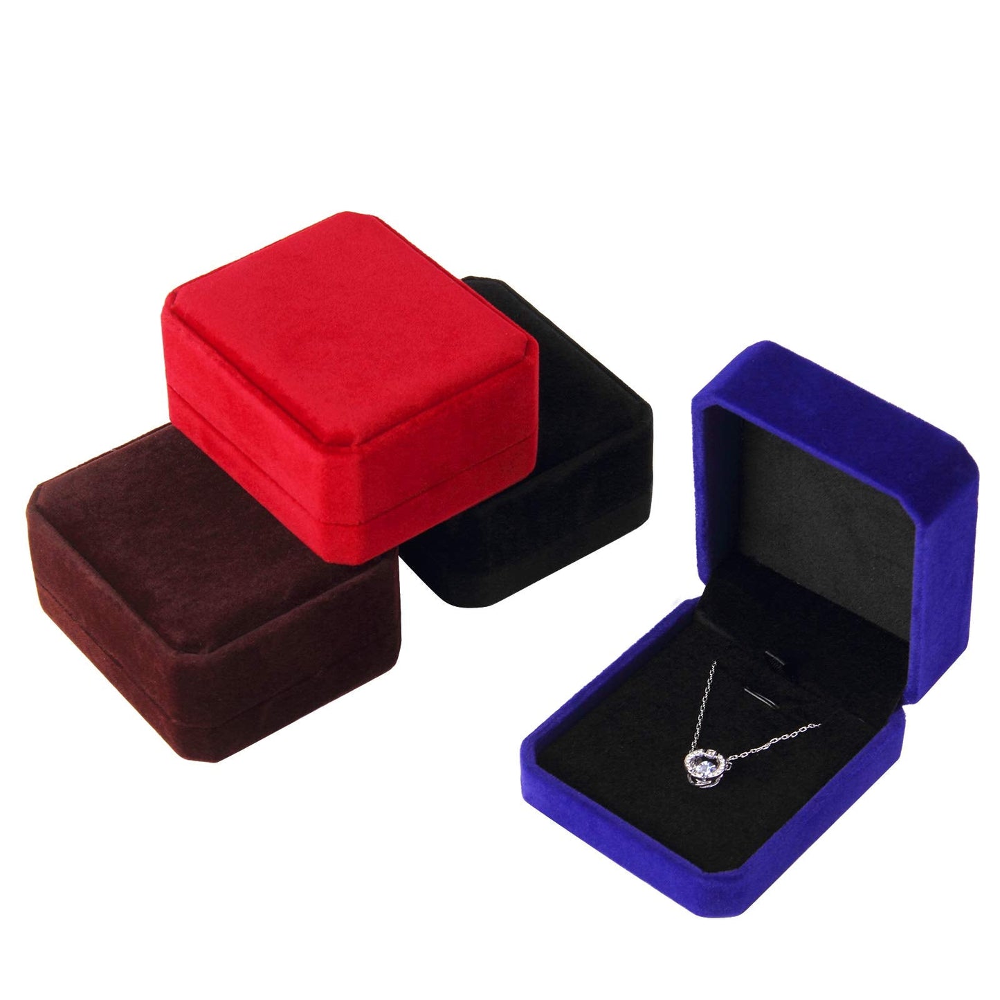 Lamoutor Velvet Gift Box Jewelry Gift Box for Necklace Bracelet Ring Stud Earrings for Wedding Proposal