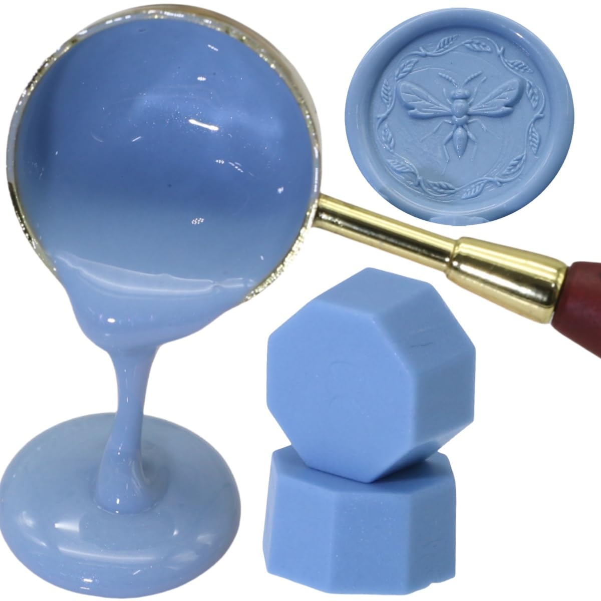 Wax Seal Beads 1500pcs (1.1lb), Premium Pearlescent Sealing Wax Pellets for Stamp Seals, Wedding Invitation, Letter Envelope, Thanks Card & Scrapbook DIY Crafts & Bridal Crafts (Dust Blue)