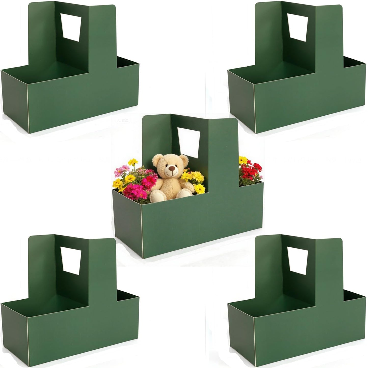 YANQINQIN 5PCS Gift Packaging Box,Flower Arrangement Boxes, Cake Carriers, Baking Dessert Containers & Drink Cup Holders - Ideal for Christmas,Valentine's Day,Mother's Day, Birthdays,Weddings (Green)