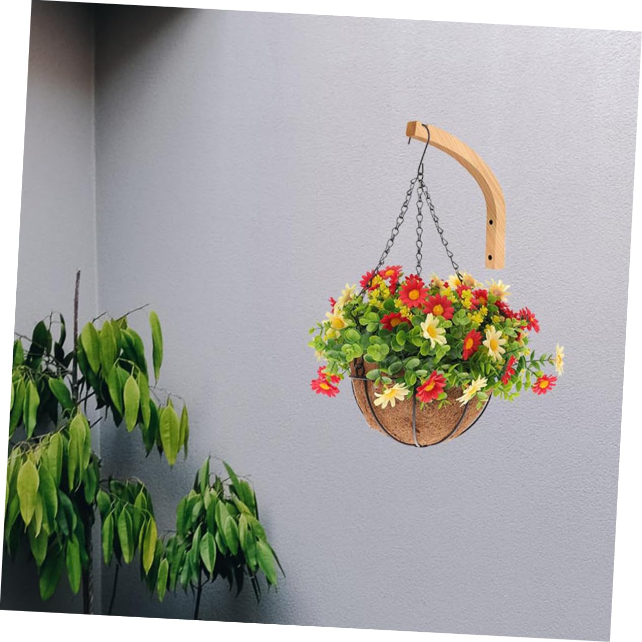 Abaodam 2pcs Indoor Outdoor Plant Hangers Wall Hooks Solid Wooden Hooks for Hanging Plants Decorative for Garden Patio