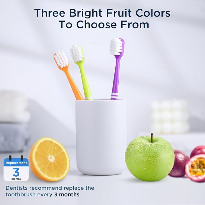 Extra Soft Toothbrush for Sensitive Gums, Wide Head Soft Bristle Toothbrush with 10000 Soft Flossing Micro Nano Bristles for Adults, Pregnant Women, Elderly, Braces