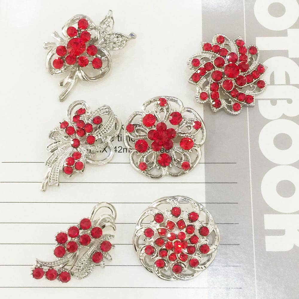 Ezing Lot 24pc Shining Rhinestone Crystal Brooches Pins DIY Wedding Bouquet Kit (H)