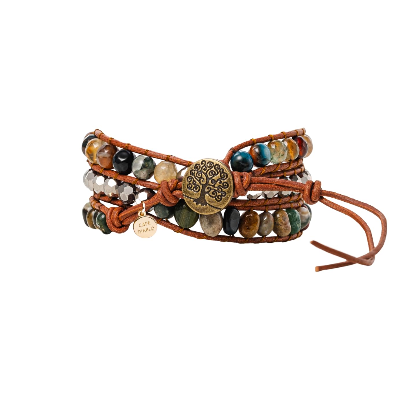 Cape Diablo Artisan Wrap Bracelet - Handmade one of a kind jewelry (Indian Agate)