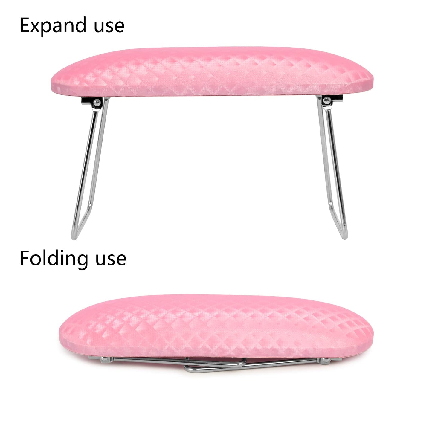 Krofaue Arm Rest for Nails Tech, Professional Microfiber Leather Nail Hand Rest Stand Arm Rest for Acrylic Nails Cushion Hand Holder with Non-slip - Nail Technician Use Must Have (Pink)