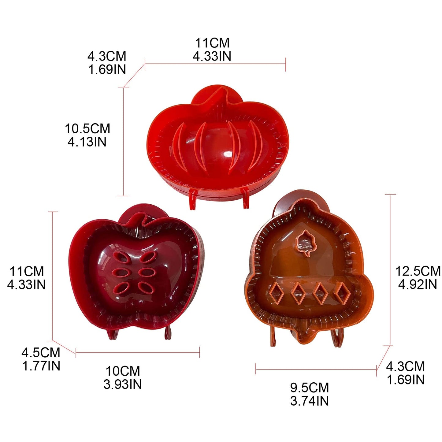 Fogun Hand Pie Molds for Home Baking,Set of 3 Mini Pocket Pie Dough Press, Apple Pumpkin Acorn Shapes,BPA-Free Plastic Baking Tool for Festivals and Parties,One Press Pastry Hand Pie Maker
