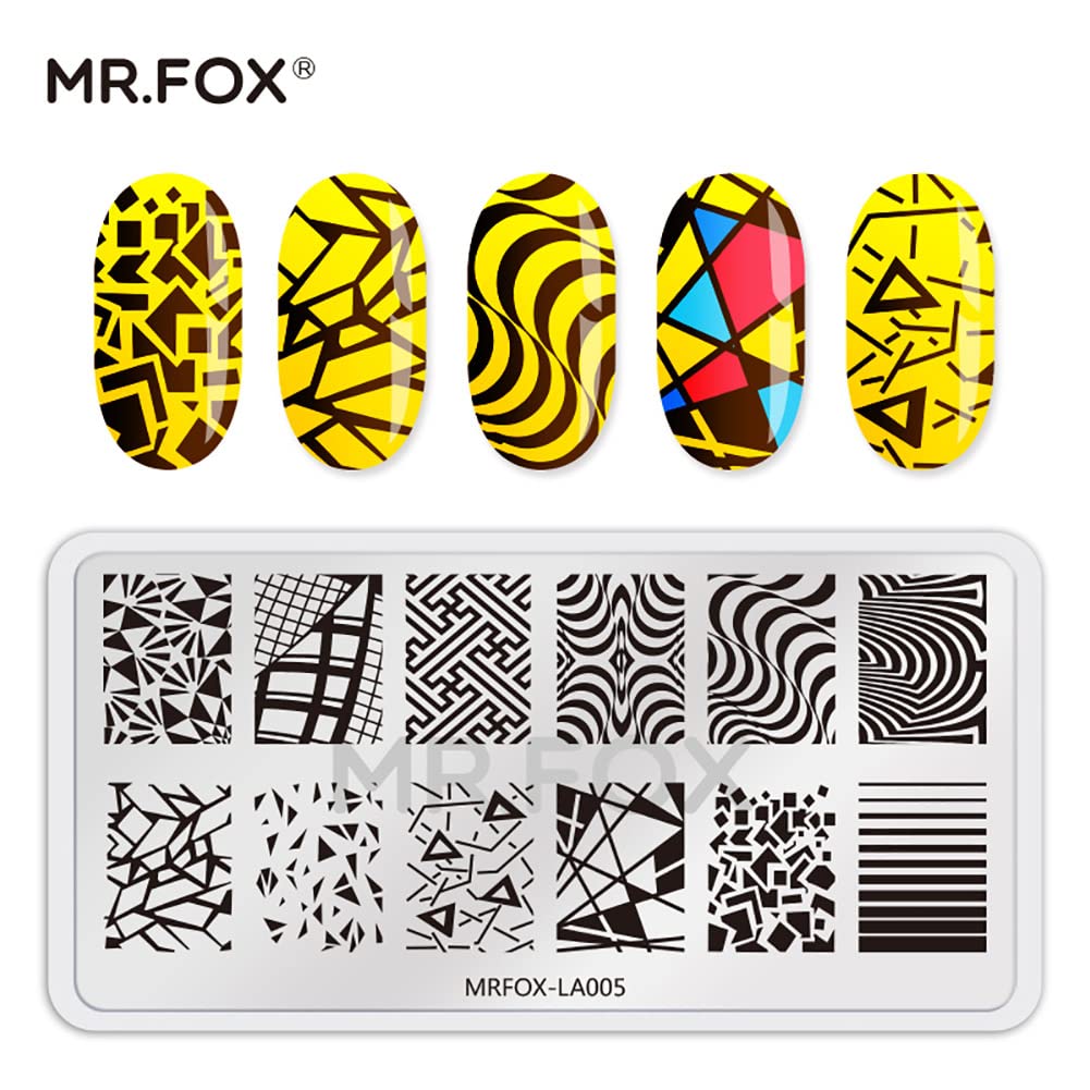 MR.FOX Nail Stamping Plate Set, 5Pcs Nail Art Stamp Kit Templates for Women with Plenty of Images