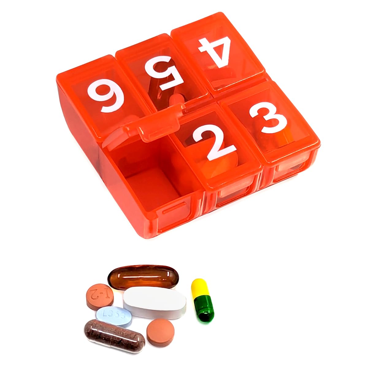 6 Times a Day, 7 Day Large Weekly Pill Organizer with Holder Tray, Vitamin, Medicine Box, Multicolor (6X a Day - 1 Pack)