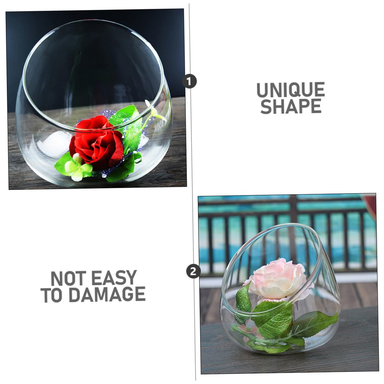 Healeved 3pcs Slant Cut Glass Bottle Micro Landscape Succulent Vase Set, Ecological Desk Terrarium Decoration for Home and Office