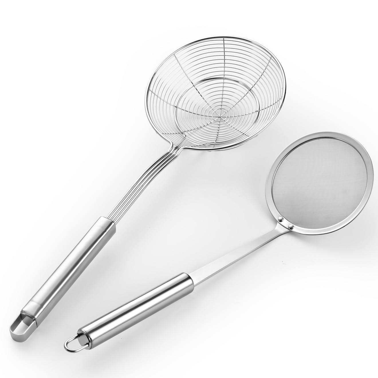 5.3 Inch Spider Strainer With Mesh Fatsoff Soup Scoop,Slotted Spoon For Cooking,Fat Skimmer Spoon For Kitchen Fryer Basket