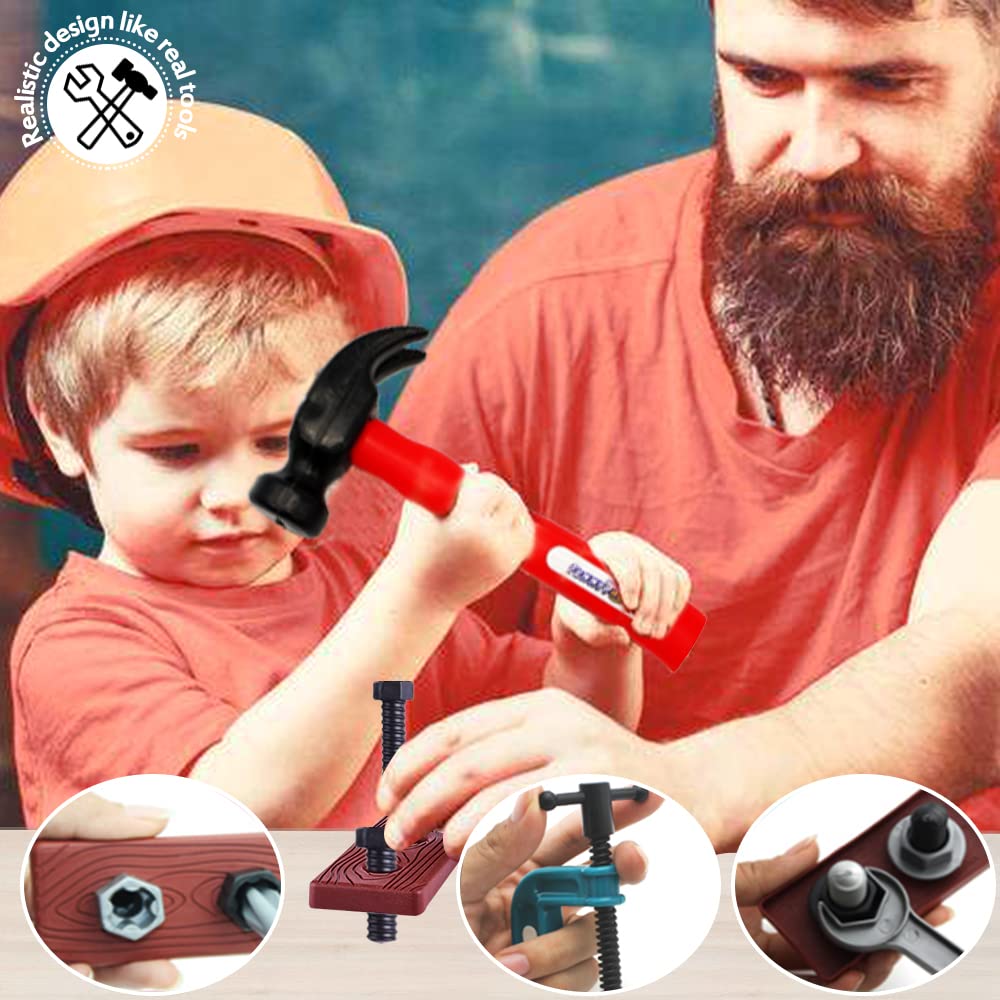 KEJIH 21 Pieces Kids Toy Tool Set and Power Play Tools, Construction Toys Working Tools Educational Pretend Role Play Set with a Handy Storage Box and Portable Sturdy Ideal Gifts Toolkit for Toddlers