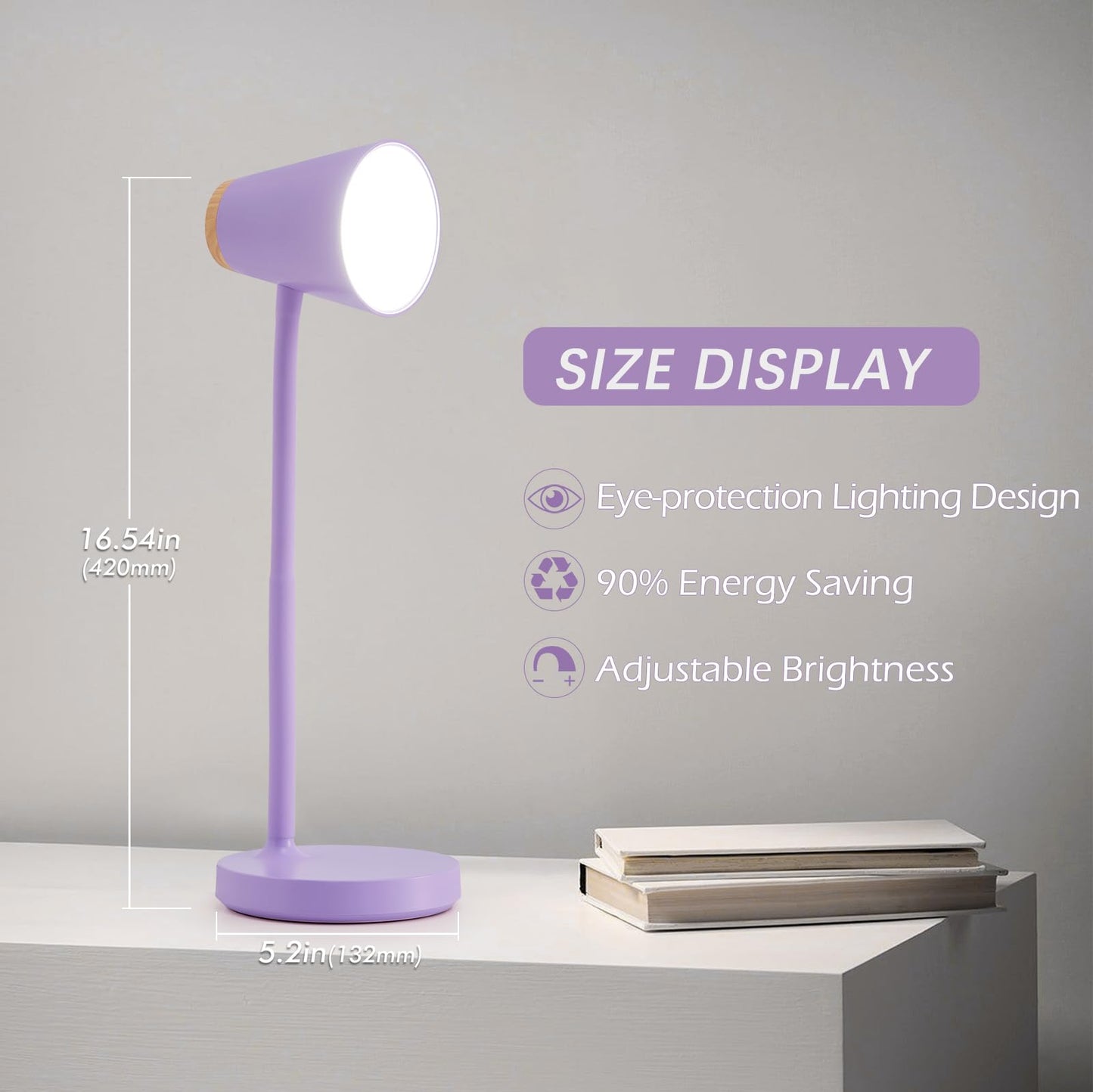 EJIAXIN Desk Lamps for Home Office - Small LED Desk Lamp Touch Dimmable Reading Light for College Dorm Room - Adjustable Flexible Gooseneck Table Lamp for Bedside Bedroom Nightstand Purple