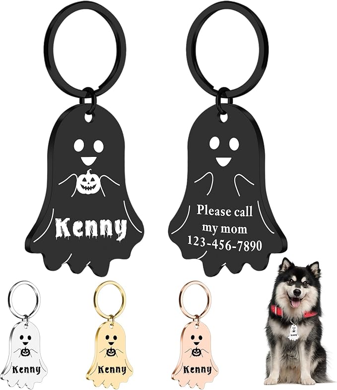 Personalized Pet Tags for Dog Cat, Custom Halloween ID Tags for Dogs