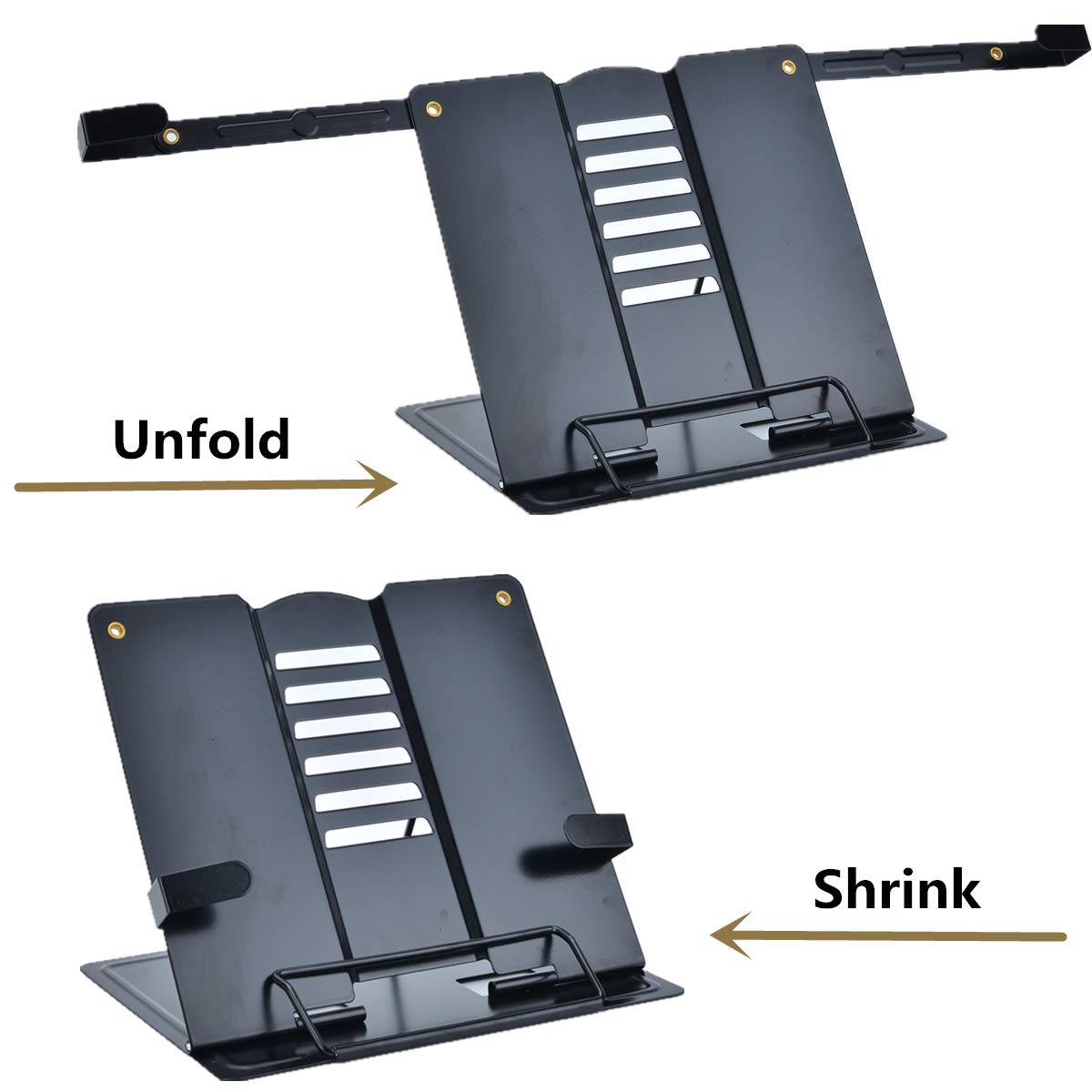 Citmage Desk Book Stand Document Holder Heavy Duty Metal Reading Stand Black for Book Magazine Menu iPad Music Score Speech Draft with 6 Adjustable Positions (Upgrade Edition)