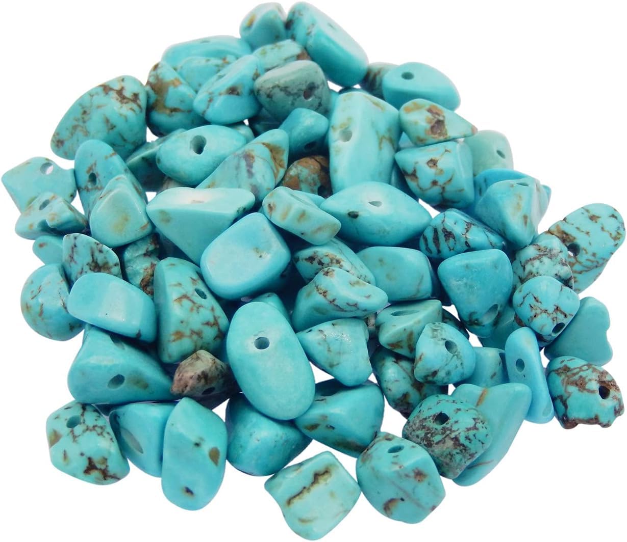 Julie Wang 450PCS Turquoise Irregular Chip Stone Beads 5-8mm Gemstones Crystal Loose Bead for Jewelry Making Bracelet Necklace DIY Craft Finding