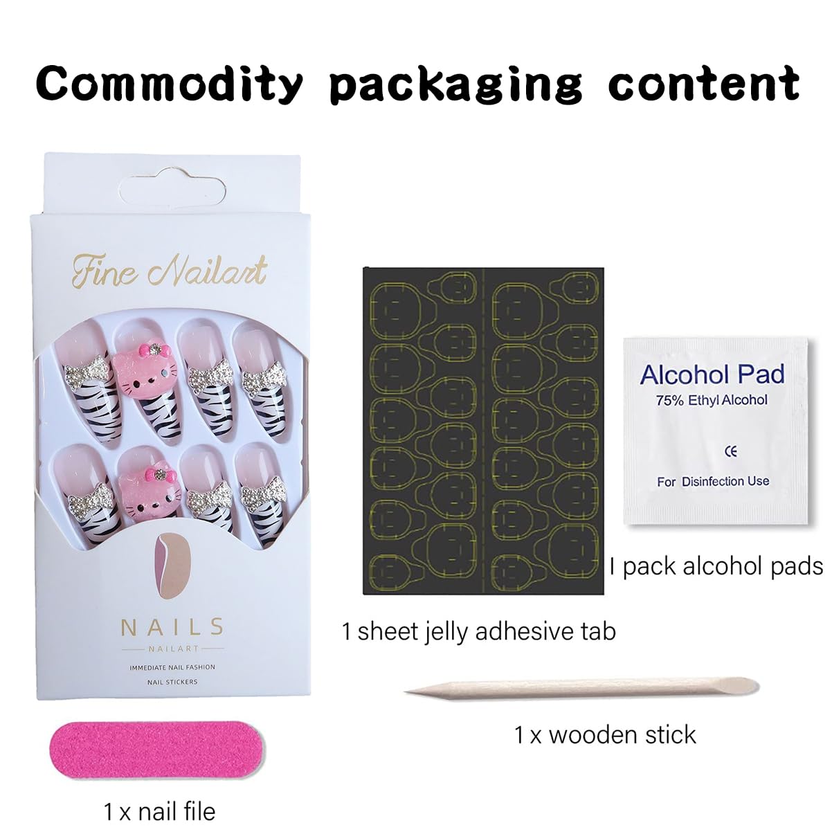 Leopard Print Press on Nails Cute Fake Nails with Charms Long Coffin Nails Supply Full Cover False Nails for Women 24 Pcs Coffin Nails Press on Nails Leopard Print Fake Nails