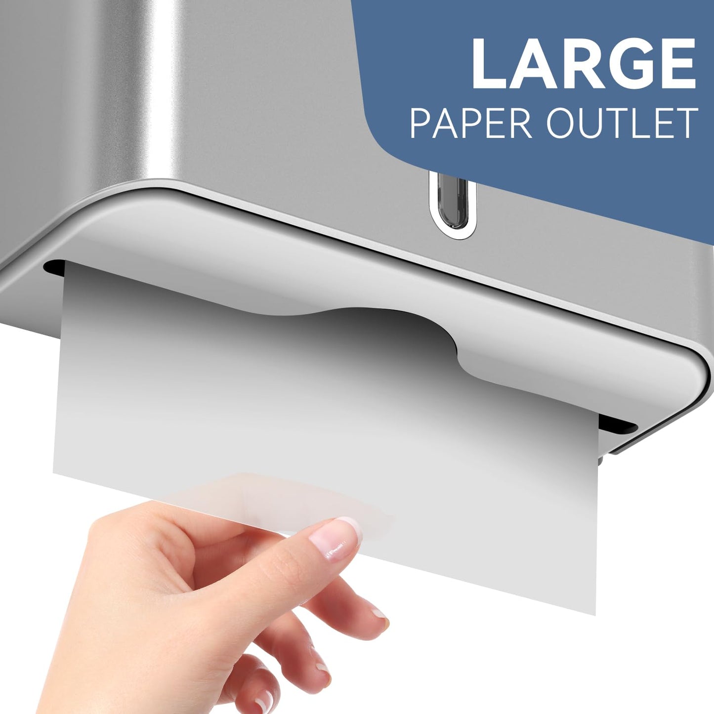 PLUSSEN Paper Towel Dispenser Wall Mount, Adhesive No Drilling Multifold Trifold C Fold Commercial Hand Towel Dispenser,Silver