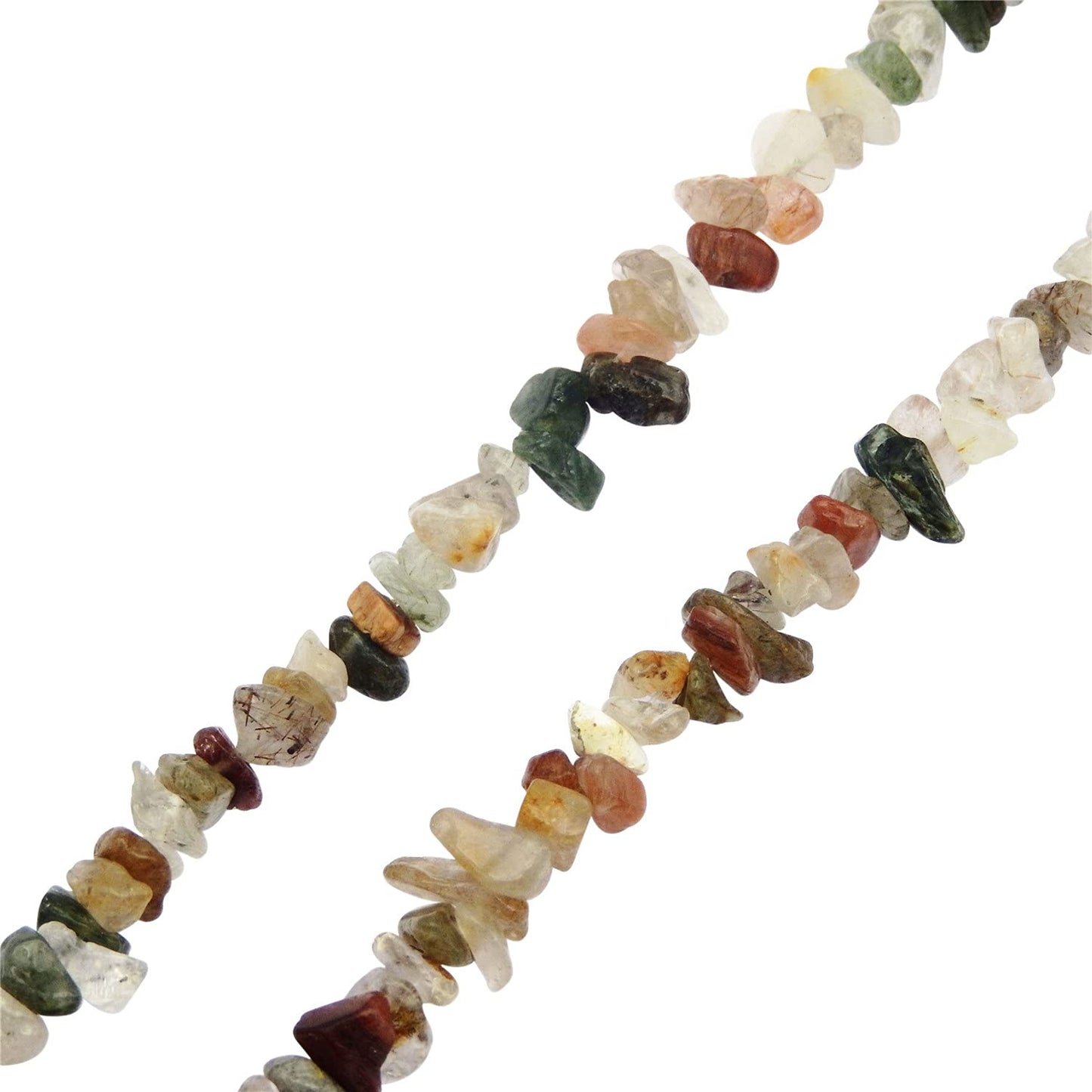 450PCS Rutilated Quartz Natural Irregular Chip Stone Beads 5-8mm Gemstones Crystal Loose Bead for Jewelry Making Bracelet Necklace DIY Craft Finding