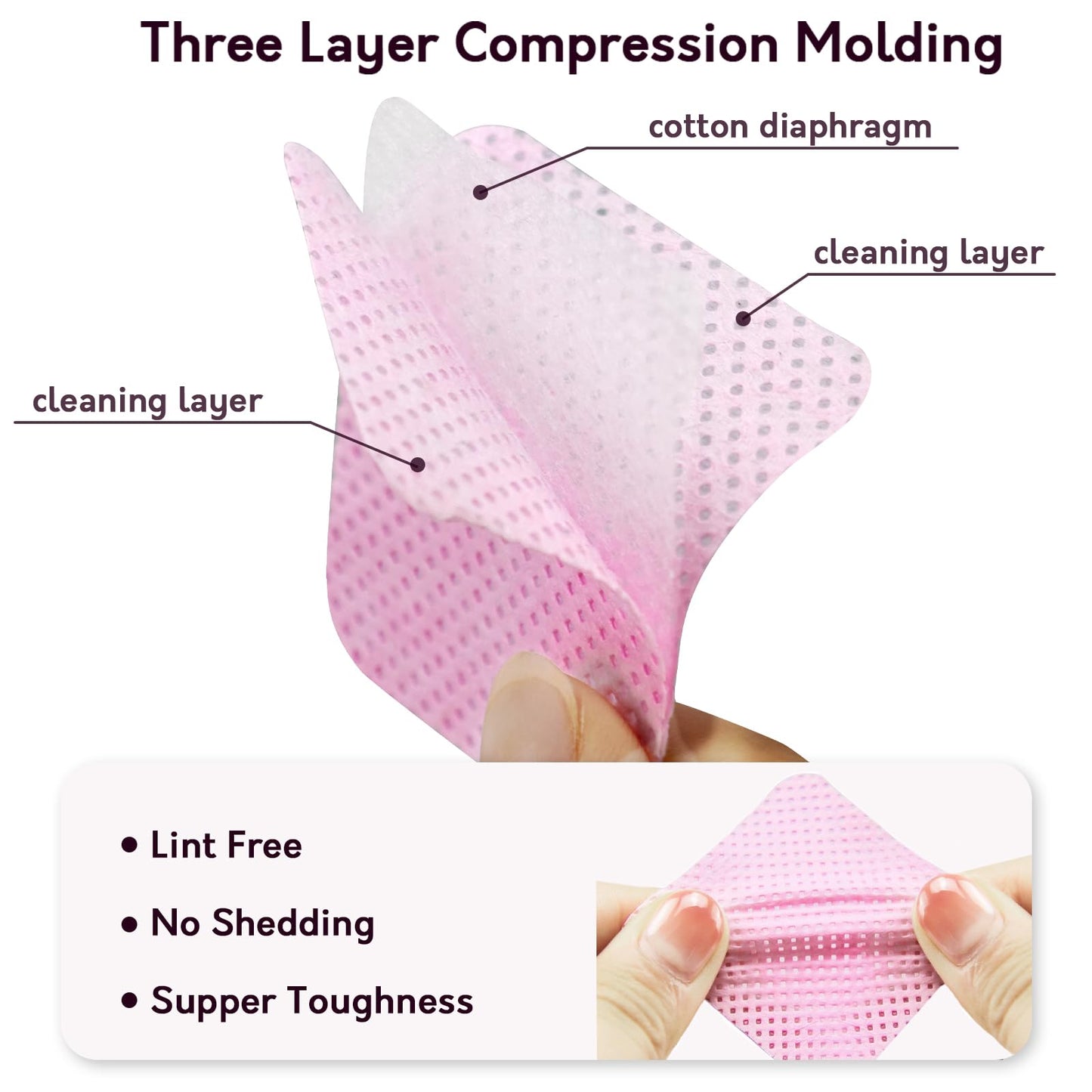 Bcowos Pink Lint Free Nail Wipes- 2000PCS Super Absorbent Nail Polish Remover Pads- Lint Free Wipes for Nail Polish Removal, lash Extensions Application, Nail Care