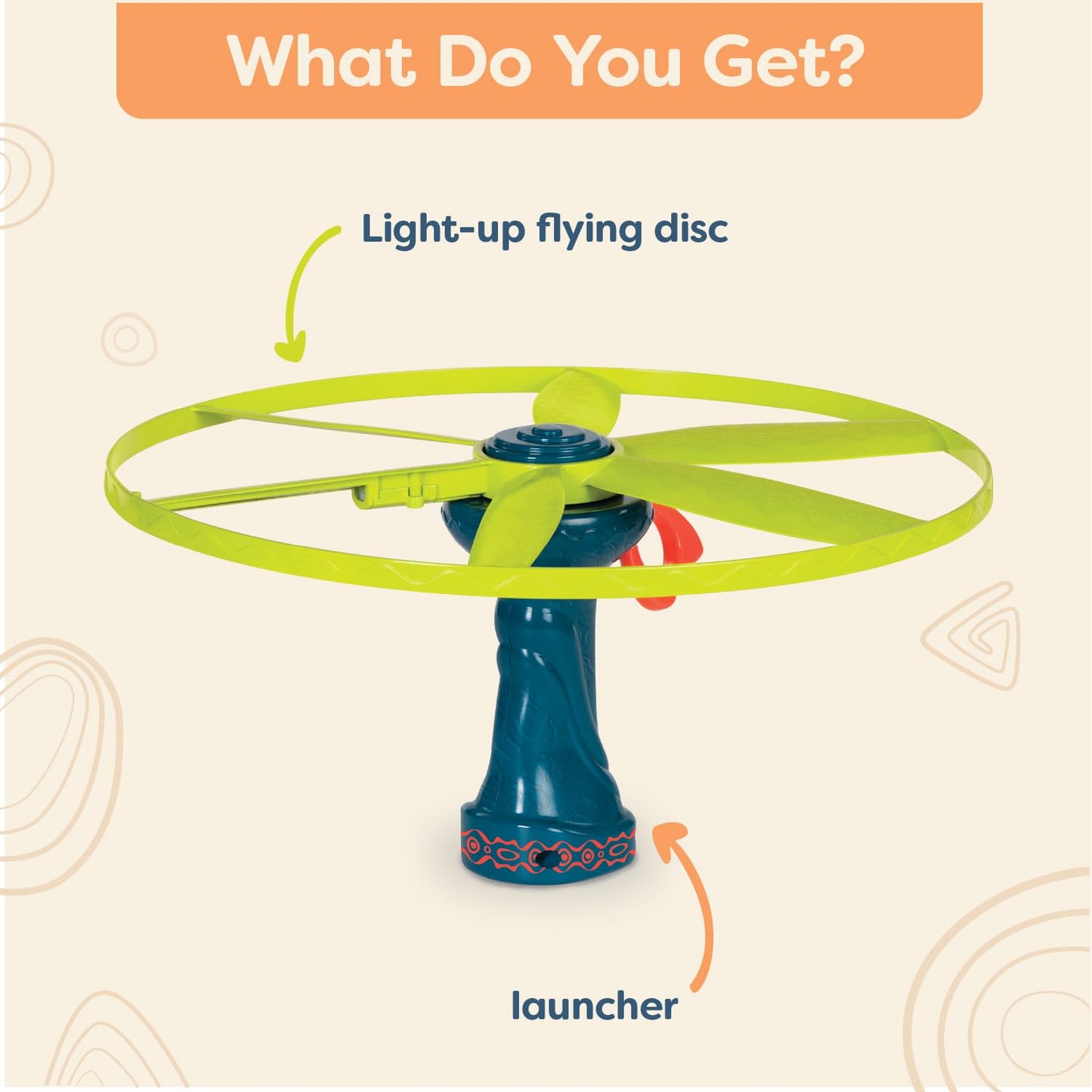 B. toys – Skyrocopter – Sports & Outdoors – Light – Up Disco Flyers – Flying Disc with Lights & Launcher for Kids 5 Years +