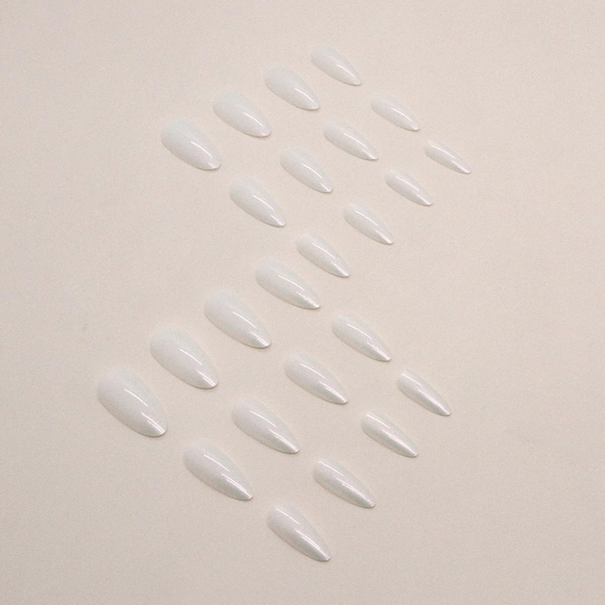 CTTHNBD Press on Nails Almond - Medium Fake Nails with Aurora Design - White Full Cover Stick on False Nails - for Women 24 Pcs
