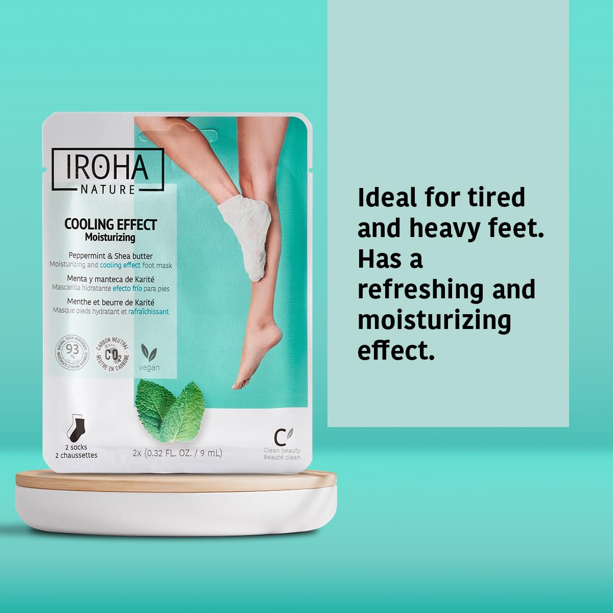 IROHA NATURE Relaxing Foot Mask Socks | 4 Pairs | Peppermint & Shea Butter | Intensive Treatment for Tired Feet | Cooling Effect | Natural & 100% Vegan | Moisturizing Foot Mask