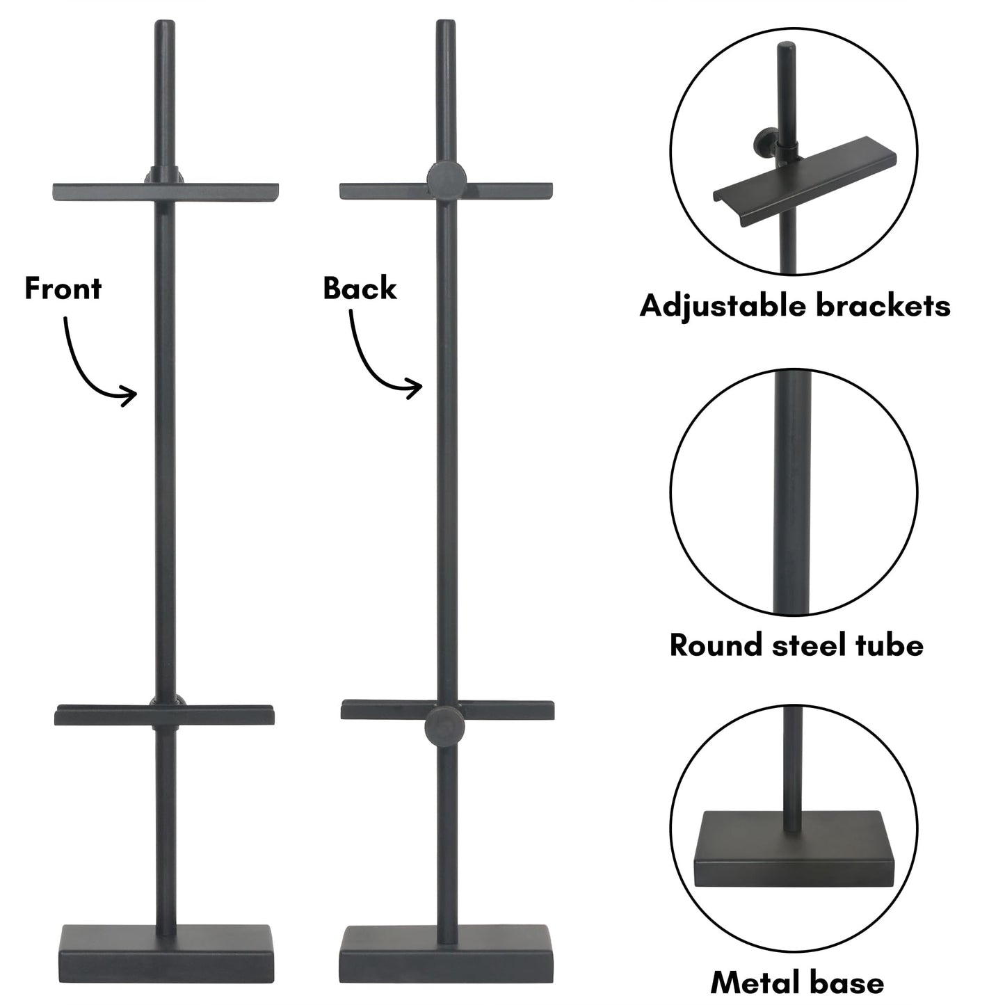 Americanflat 18" Adjustable Tabletop Easel Stand for Picture Frames up to 10x8 - Ideal Picture Frame Stand to Display Art, Signs, or Photos - Use Easel Stands for Home or Events - Black