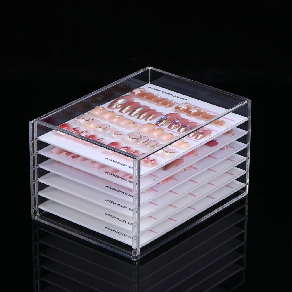 LIXIMMAZN 6 Layers Acrylic Nail Storage Organizer, Cosmetic Makeup Container Box, Clear Case Cabinet Display Used for Nail Storage and Nail Salons (6 Layers)