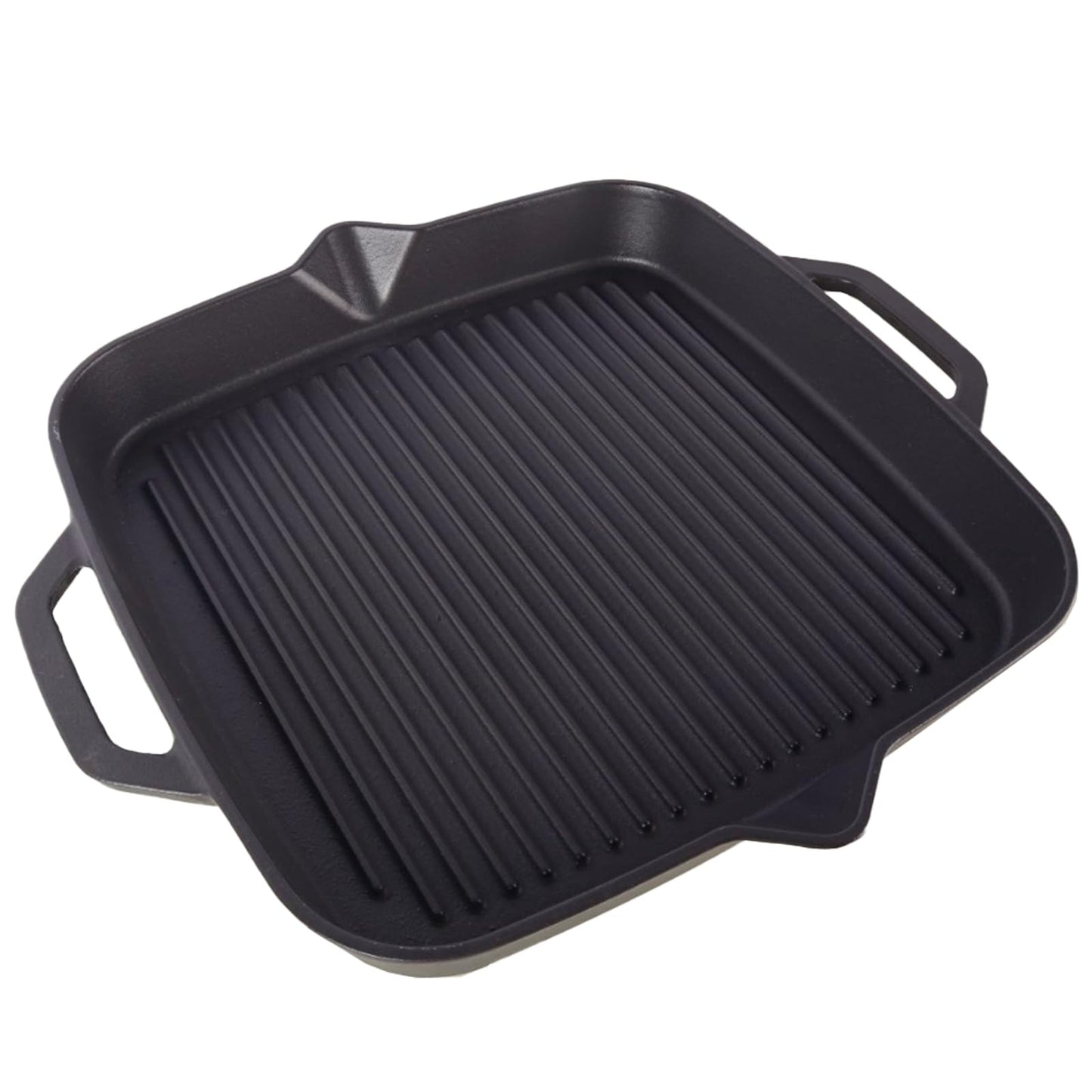 11" Cast Iron Square Grill Pan, Pre-Seasoned Griddle with Handles, Heavy Duty Skillet Griddle Replacement Part for Stovetop, BBQ & Campfire, Indoor & Outdoor Cooking