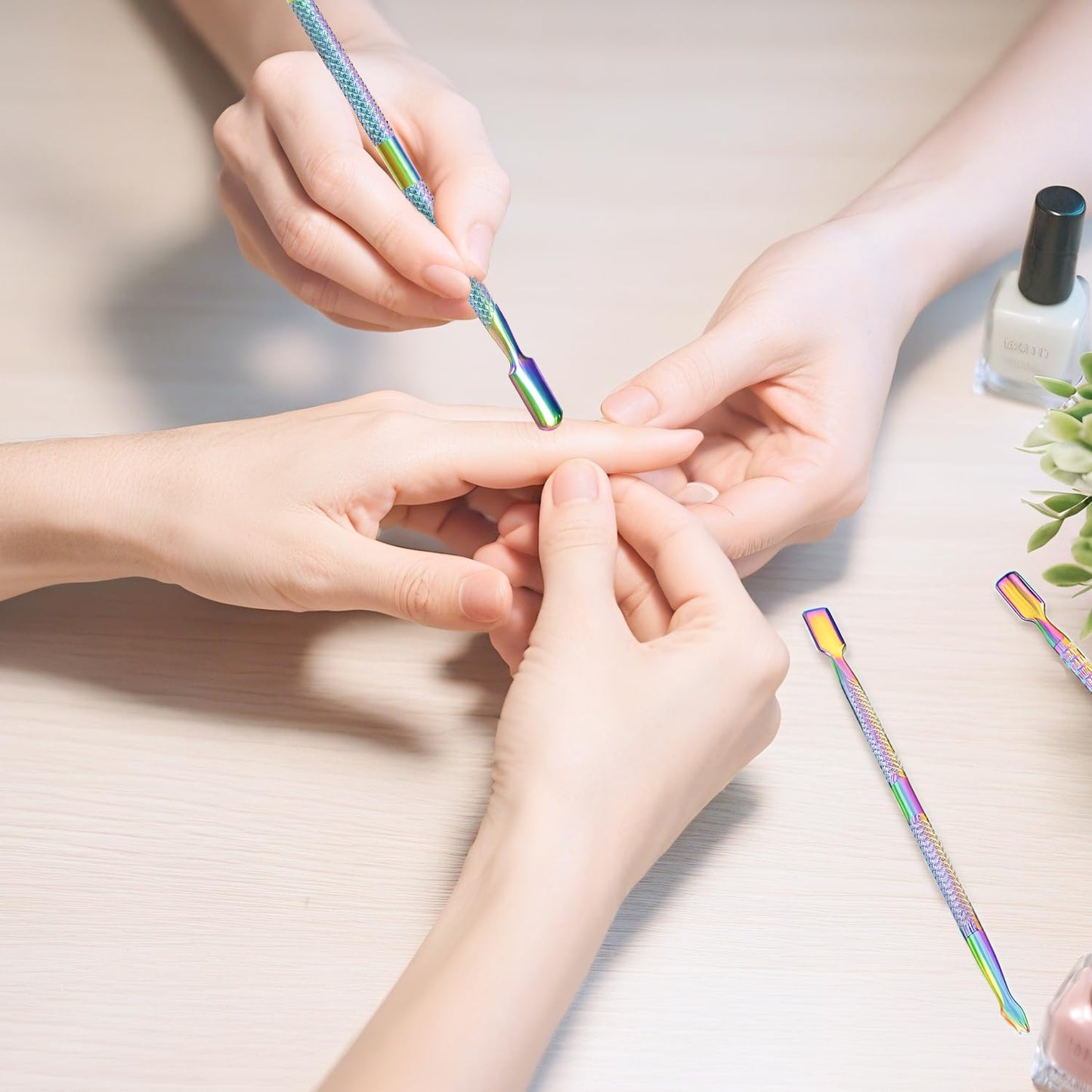 10Pcs Cuticle Pusher Remover and Cutter, Creatiee Double Ended Stainless Steel Cuticle Cleaner Nail Gel Polish Removal, Manicure Pedicure Nail Tools for Fingernails Toenails (Colorful)