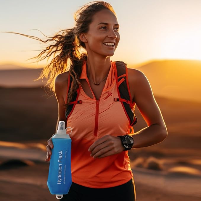WILDREEDS 250ml Soft Flask, TPU Collapsible Soft Water Bottle for Hydration Pack, Running Vest, Folding Water Bottle for Hiking Cycling Climbing-2Pcs, Blue