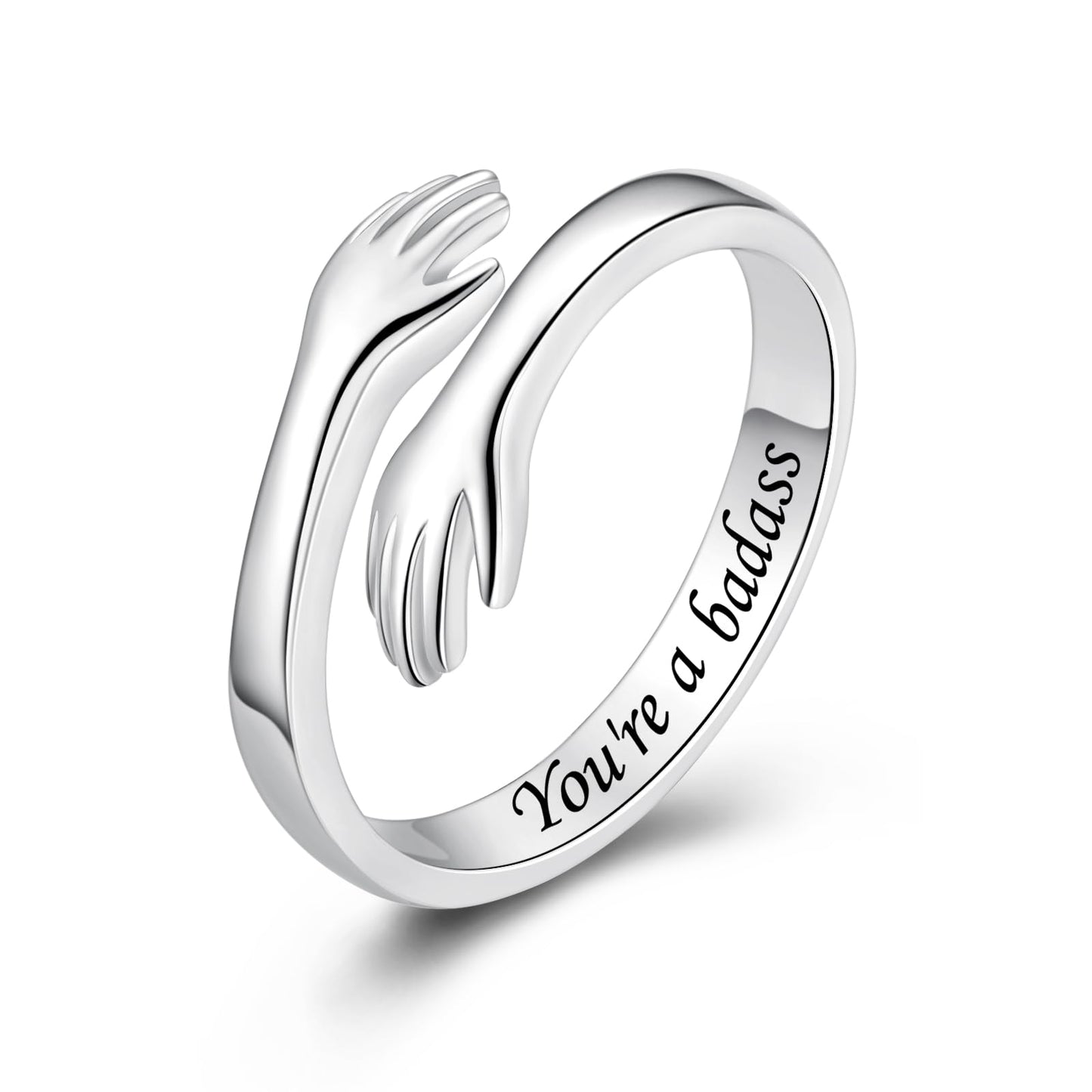 ACJFA Hug Rings for Women Sterling Silver Adjustable Ring Thumb Ring Birthday Mother Gifts Jewelry(You're a *)