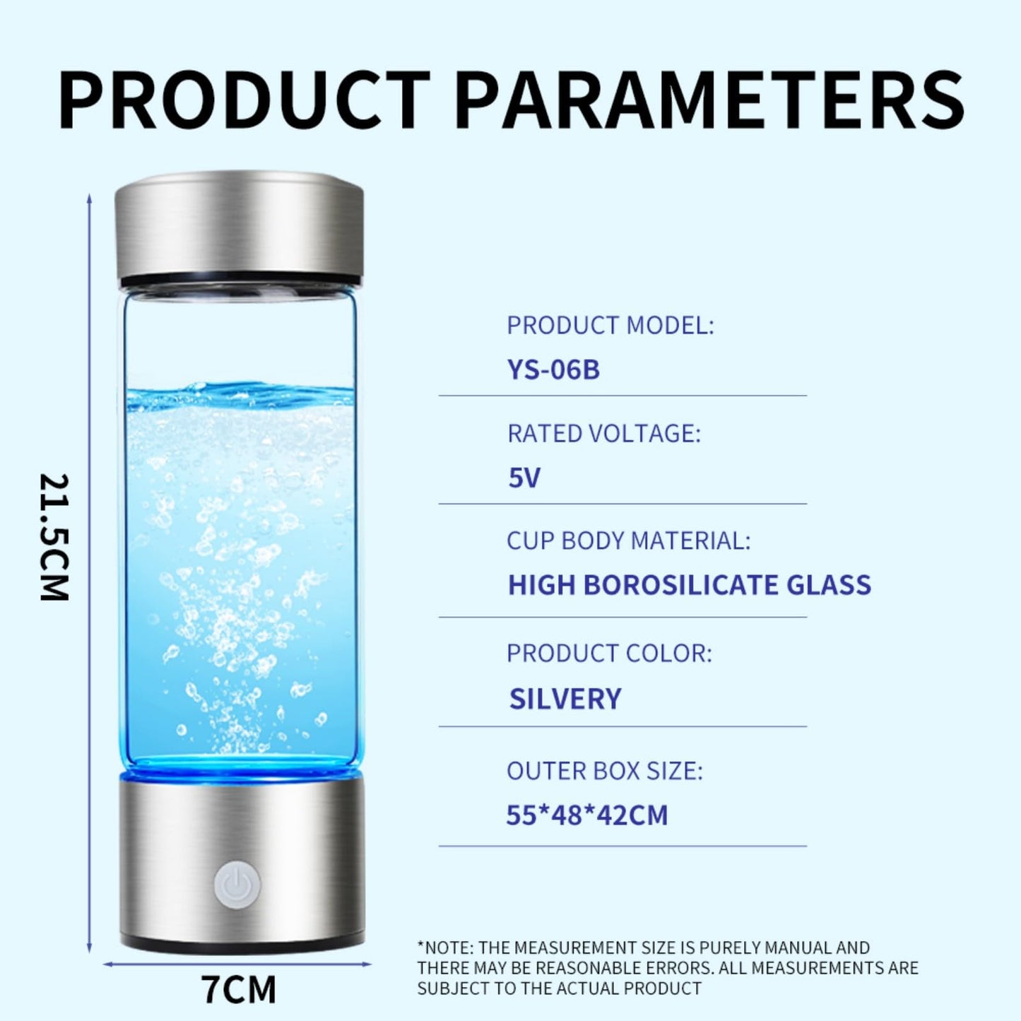Vbvbip Upgrade Hydrogen Water Bottle Generator - Advanced SPE/PEM Technology, 1600 ppb Hydrogen in 3 Minutes, 14OZ Large Capacity, Stylish Design, Health Gift for Family & Friends