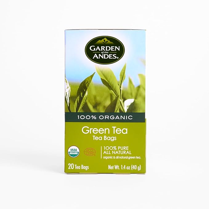 Garden of the Andes - Organic Green Tea - 6 x 20 Tea Bags (120 Total) - USDA Organic antioxidant-rich infusion - Supports digestion and smooth refreshing flavor