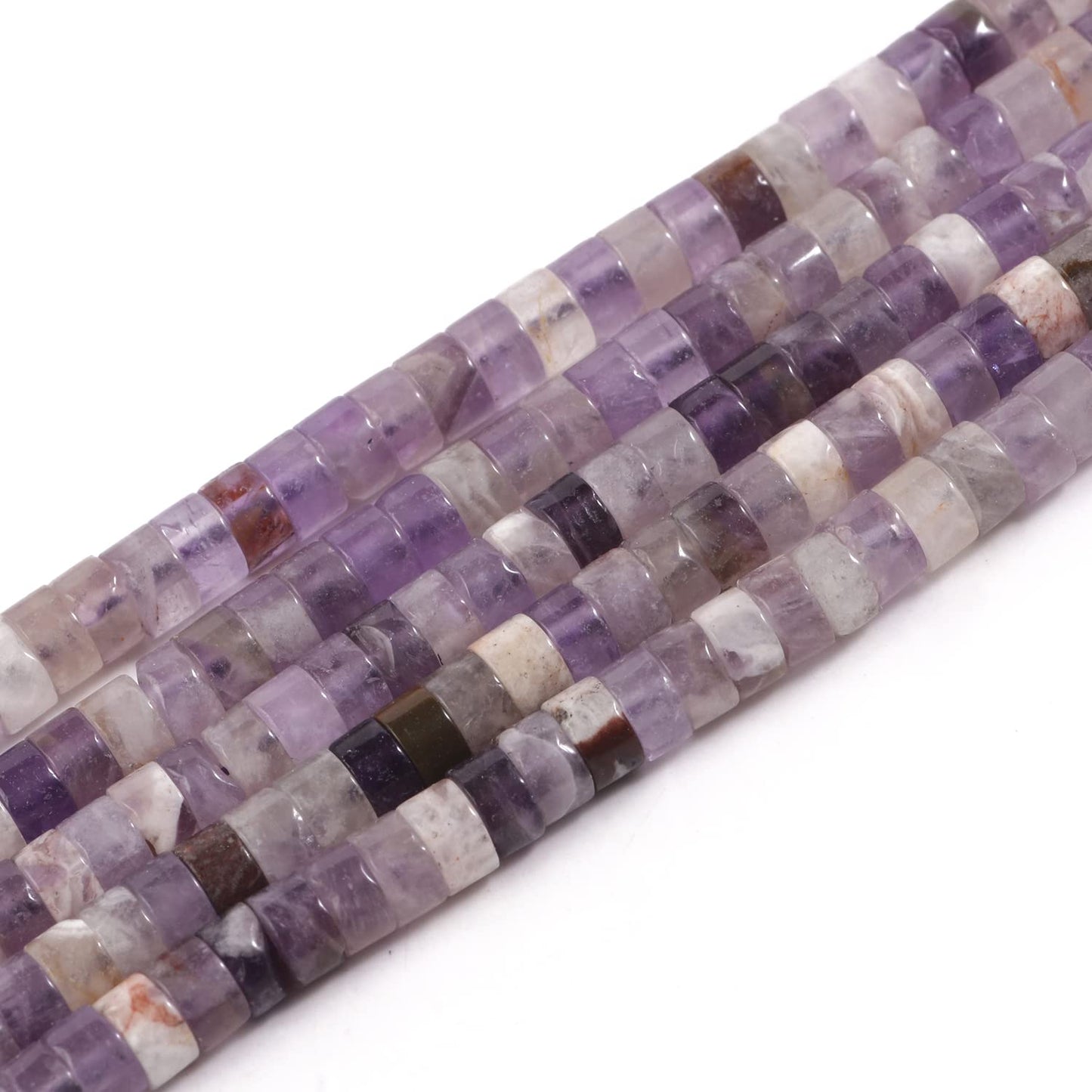 NITOPUPU 150Pcs 4×2mm Natural Amethyst Spacer Stone Beads for Jewelry Making Supplies, Loose Semi Flat Round Gemstone Tube Beads for Bracelets DIY Crafts