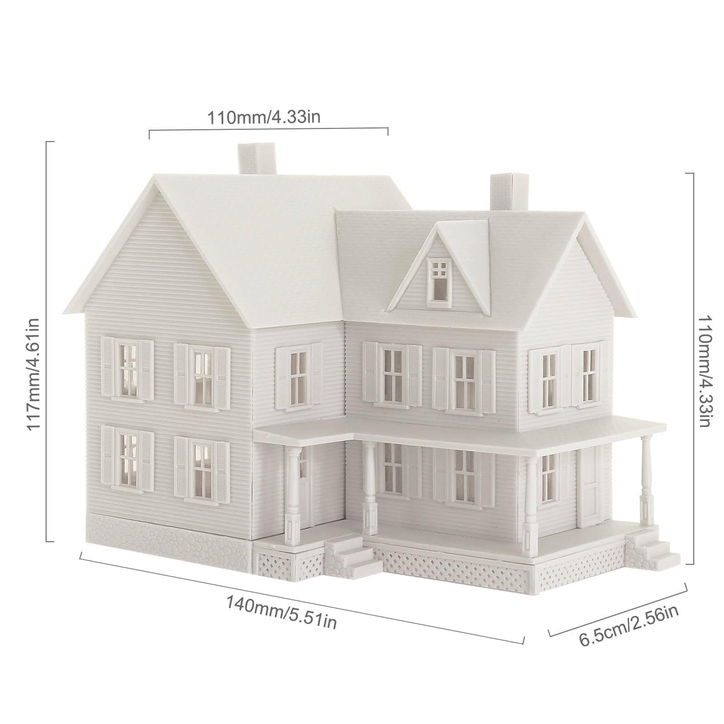 HO Scale Model Blank Village Two-Story House Kit Unassembled Christmas Building for Model Railroad (JZHO6871JJ)