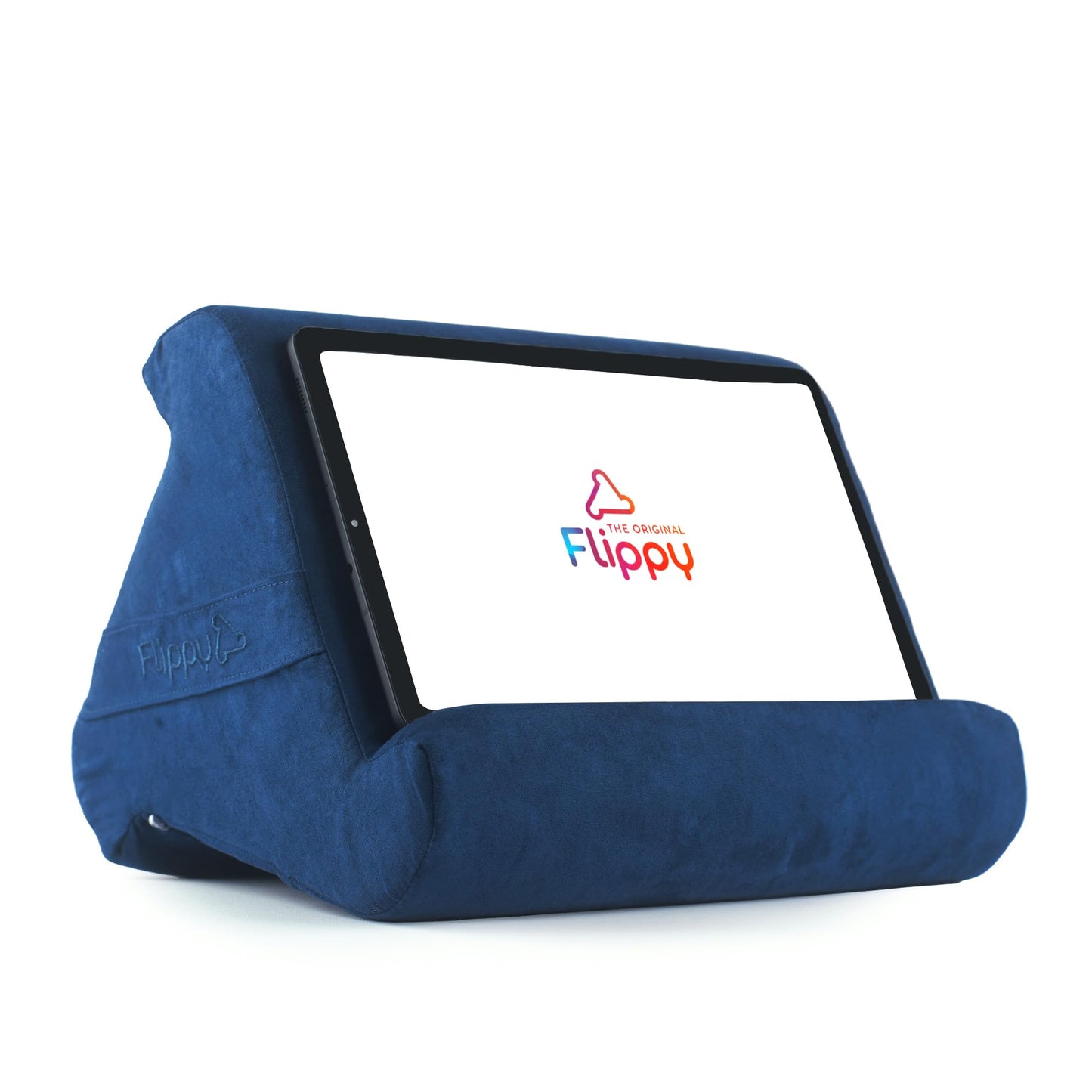 Flippy Original Tablet Pillow Stand & iPad Holder, Gift for Book Lovers & Readers, Multi-Angle Stand with Storage for Lap, Desk & Bed, Compatible with Kindle, Fire, iPad & Samsung, True Blue