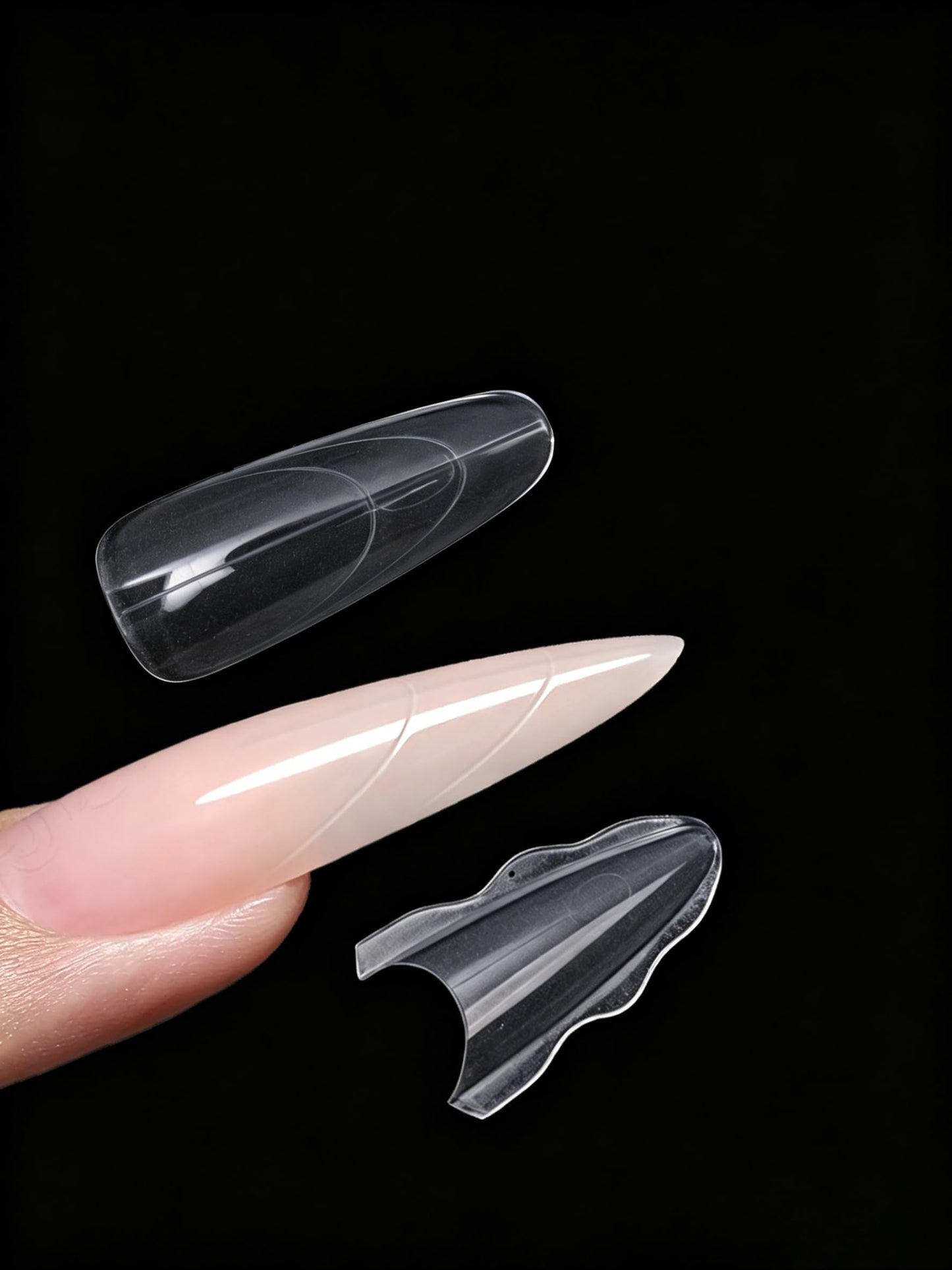 Klimonla Sandwich Dual Nail Forms Professional Sandwich Dual Forms-240Pcs Long Stiletto Nail Mold for Fast Extension,15 Sizes Reusable Salon Manicure Tools (240pcs F50s)