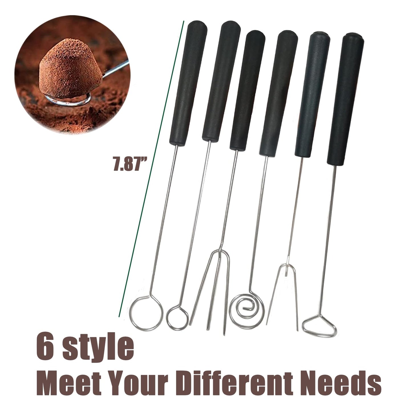 6 Candy Dipping Tools Chocolate Dipping Fork Spoons Set 2 Culinary Drawing Decorating Spoon Set,Stainless Steel Kitchen Cooking Tweezers Tongs Icing Spatula for Decorative Plates Making Desserts